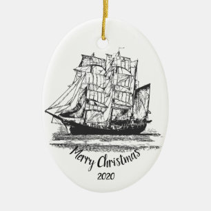 Benutzerdefinierte datierte Weihnachten Vintage-Se Keramikornament