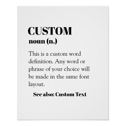 Benutzerdefinierte Definition Word-Noul Geschenk W Poster (Vorderseite)