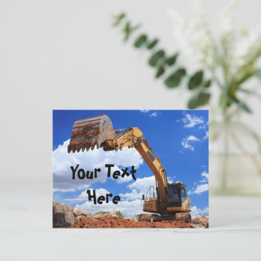 Benutzerdefinierte Digger-Traktor-Meldung Postkarte (Stehend Vorderseite)