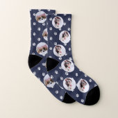 Benutzerdefinierte Dog Foto Blue Paw Print Socken (Paar)
