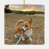 Benutzerdefinierte Dog Foto Collage Hübsch rosa do Keramikornament (Rückseite)