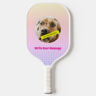 Benutzerdefinierte Dog-Foto-Message PInk Pickleball Schläger