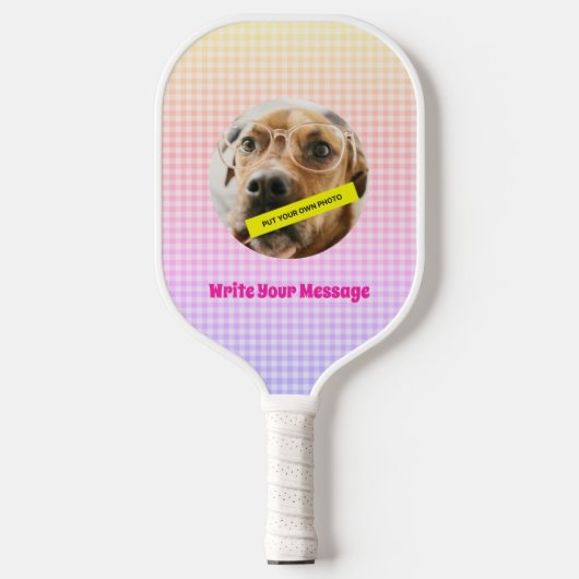 Benutzerdefinierte Dog-Foto-Message PInk Pickleball Schläger (Vorderseite)