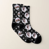 Benutzerdefinierte Dog Foto Schwarz Paw Drucksocke Socken (Paar)