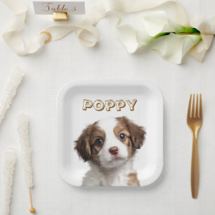 Benutzerdefinierte Dog-Foto- und Namenspapier-Tell Pappteller