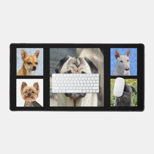 Benutzerdefinierte Dog-Fotos auf schwarz Schreibtischunterlage (Tastatur & Maus)