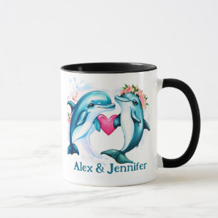 Benutzerdefinierte Dolphin-Paare-Namen Personalisi Tasse