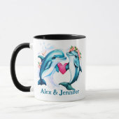 Benutzerdefinierte Dolphin-Paare-Namen Personalisi Tasse (Links)