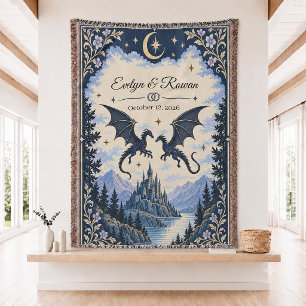 Benutzerdefinierte Drachen-Paarung-Wald-Gewebe-Wur Decke