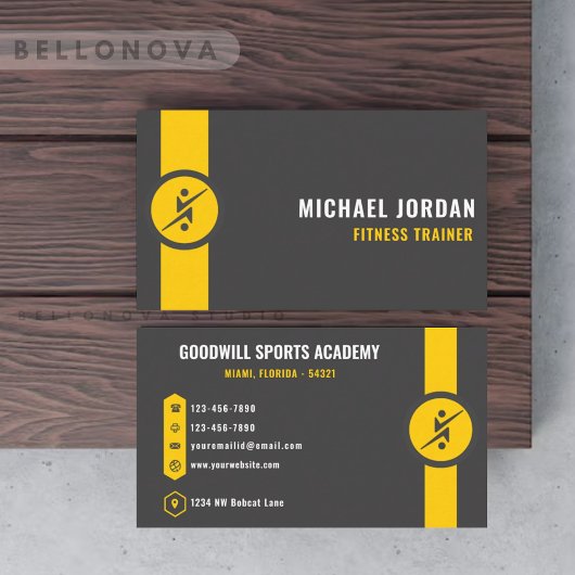 Benutzerdefinierte dunkelgraue schwarzgelbe Kunst  Visitenkarte