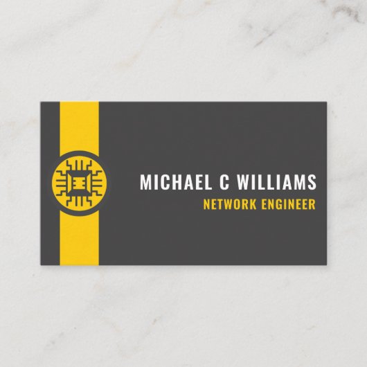 Benutzerdefinierte dunkelgraue schwarzgelbe Techno Visitenkarte (Vorderseite)