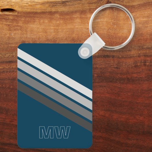 Benutzerdefinierte dunkelgraue Streifen auf dunkel Schlüsselanhänger (Rückseite)