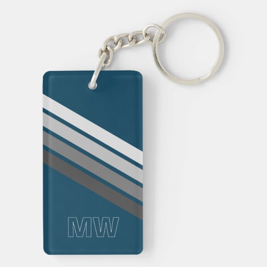 Benutzerdefinierte dunkelgraue Streifen auf dunkel Schlüsselanhänger (Rückseite)