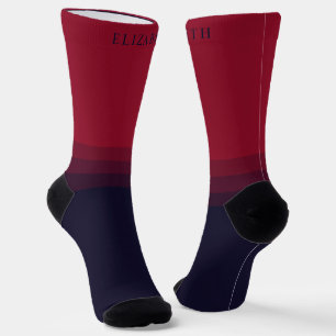 Benutzerdefinierte dunkle Navyblau-Rot-Marone-Farb Socken
