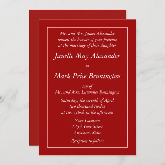 Benutzerdefinierte dunkle rote Einladungen oder An (Vorne/Hinten)