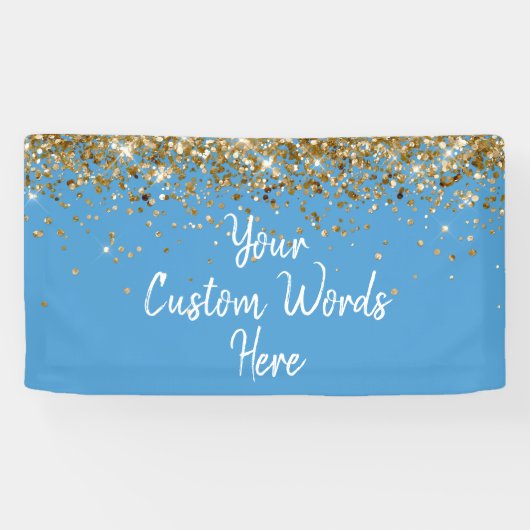 Benutzerdefinierte Dusty Blue Gold Geburtstagsfeie Banner (Horizontal)