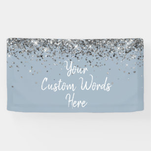 Benutzerdefinierte Dusty Blue Silber Geburtstagsfe Banner