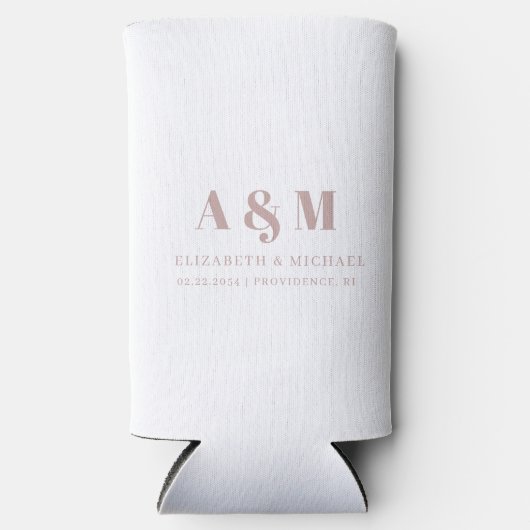 Benutzerdefinierte Dusty-Rose Text White Wedding Selters Dosenkühler (Vorderseite)