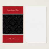 Benutzerdefinierte Earring Cards Red Black Damask  (Vorne & Hinten)