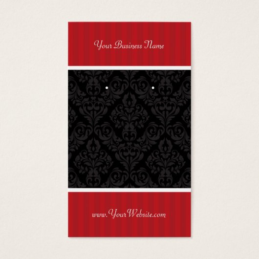 Benutzerdefinierte Earring Cards Red Black Damask  (Vorderseite)