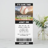 Benutzerdefinierte einfache Baseball-Ticket-Geburt Einladung (Stehend Vorderseite)