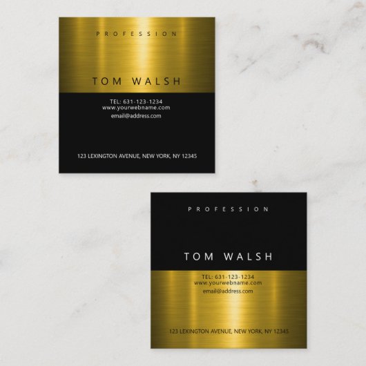 Benutzerdefinierte einfache elegante Gold Black Bu Quadratische Visitenkarte (Vorne/Hinten)