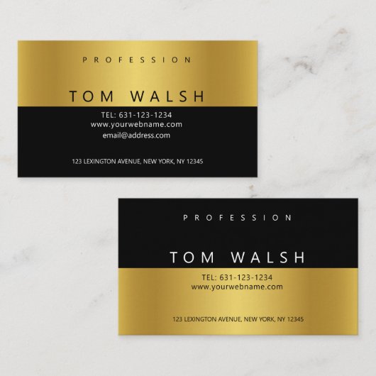 Benutzerdefinierte einfache elegante Gold Black Bu Visitenkarte (Vorne/Hinten)