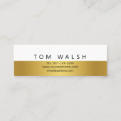 Benutzerdefinierte einfache elegante Gold White Bu Mini Visitenkarte (Rückseite)