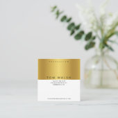 Benutzerdefinierte einfache elegante Gold White Bu Quadratische Visitenkarte (Stehend Vorderseite)