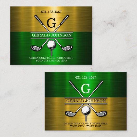Benutzerdefinierte einfache elegante Golf Monogram Visitenkarte (Vorne/Hinten)