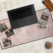 Benutzerdefinierte einfache FotoCollage auf rosafa Schreibtischunterlage