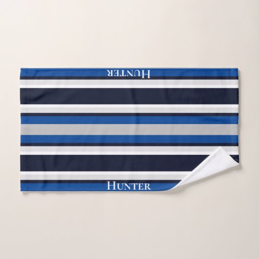 Benutzerdefinierte einfache Navy Blue Striping Nau Badhandtuch Set (Handtuch)