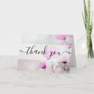 Benutzerdefinierte einfache rosa Blumen Dankeschön Dankeskarte