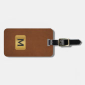 Benutzerdefinierte einfache Sable-Leder-Gold-Monog Gepäckanhänger (Vorderseite horizontal)