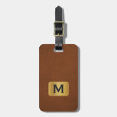 Benutzerdefinierte einfache Sable-Leder-Gold-Monog Gepäckanhänger (Vorderseite vertikal)