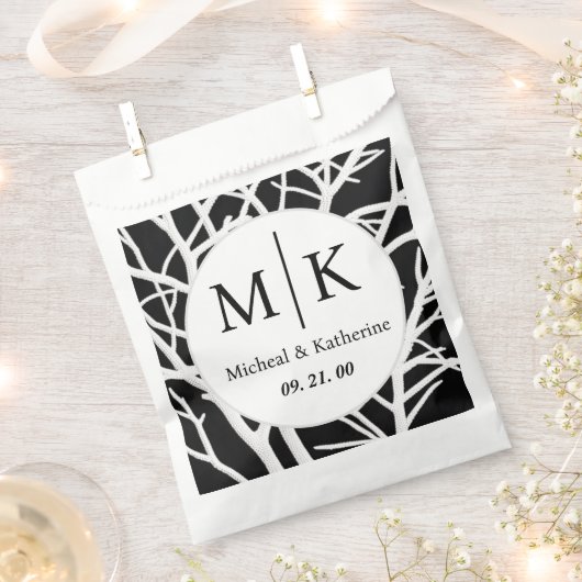 Benutzerdefinierte einfache Schwarzweiß-Weiß-Monog Geschenktütchen (Ausgeschnitten)