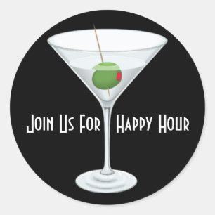 Benutzerdefinierte Einladung zur Happy Hour Bar-Pa Runder Aufkleber