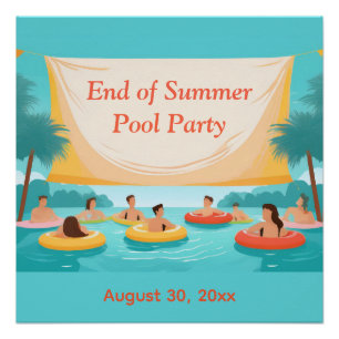 Benutzerdefinierte Einladung zur Poolparty am Ende Poster