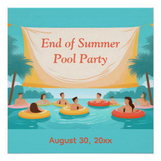 Benutzerdefinierte Einladung zur Poolparty am Ende Poster
