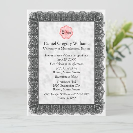 Benutzerdefinierte Einladungen für Abschluss (Stehend Vorderseite)