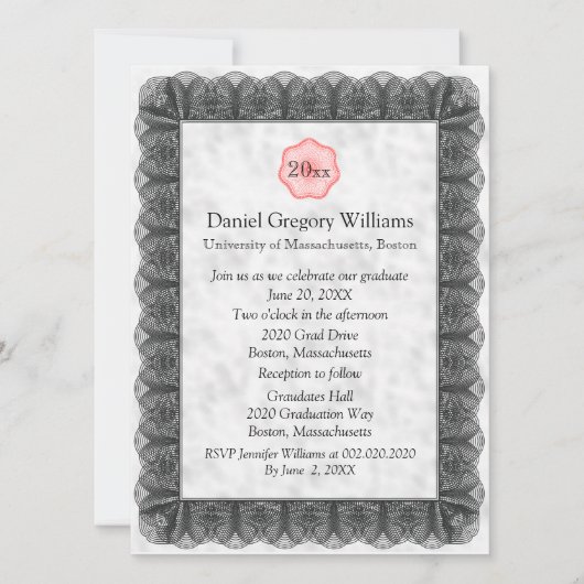 Benutzerdefinierte Einladungen für Abschluss (Vorderseite)