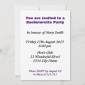 Benutzerdefinierte Einladungen für Junggeselinnen- (Rückseite)