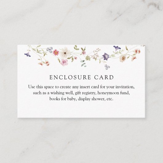 Benutzerdefinierte Einschlusskarte für die Wildblu Begleitkarte (Vorderseite)