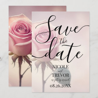 Benutzerdefinierte einzelne rosa Rosenhochzeit Save The Date