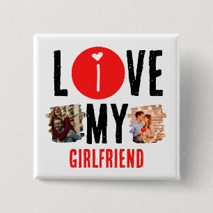 Benutzerdefinierte einzigartige 2-Foto-Collage Ich Button