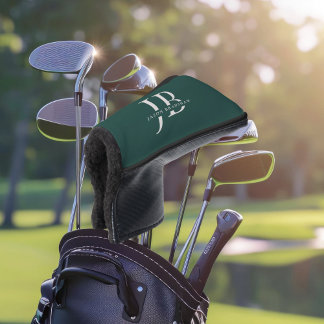 Benutzerdefinierte Eleganmonogramm und Name Grün Golf Headcover
