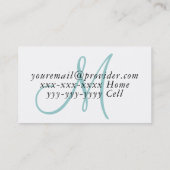 Benutzerdefinierte elegante Blue Monogram Mommy Ca Telefonnummerkarte (Rückseite)