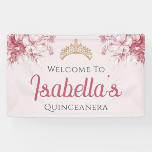 Benutzerdefinierte elegante florale 15. Geburtstag Banner