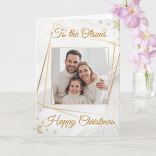 Benutzerdefinierte elegante goldene Familienfoto-W Karte