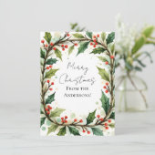 Benutzerdefinierte elegante Holly Pine Weihnachtsk Feiertagskarte (Stehend Vorderseite)